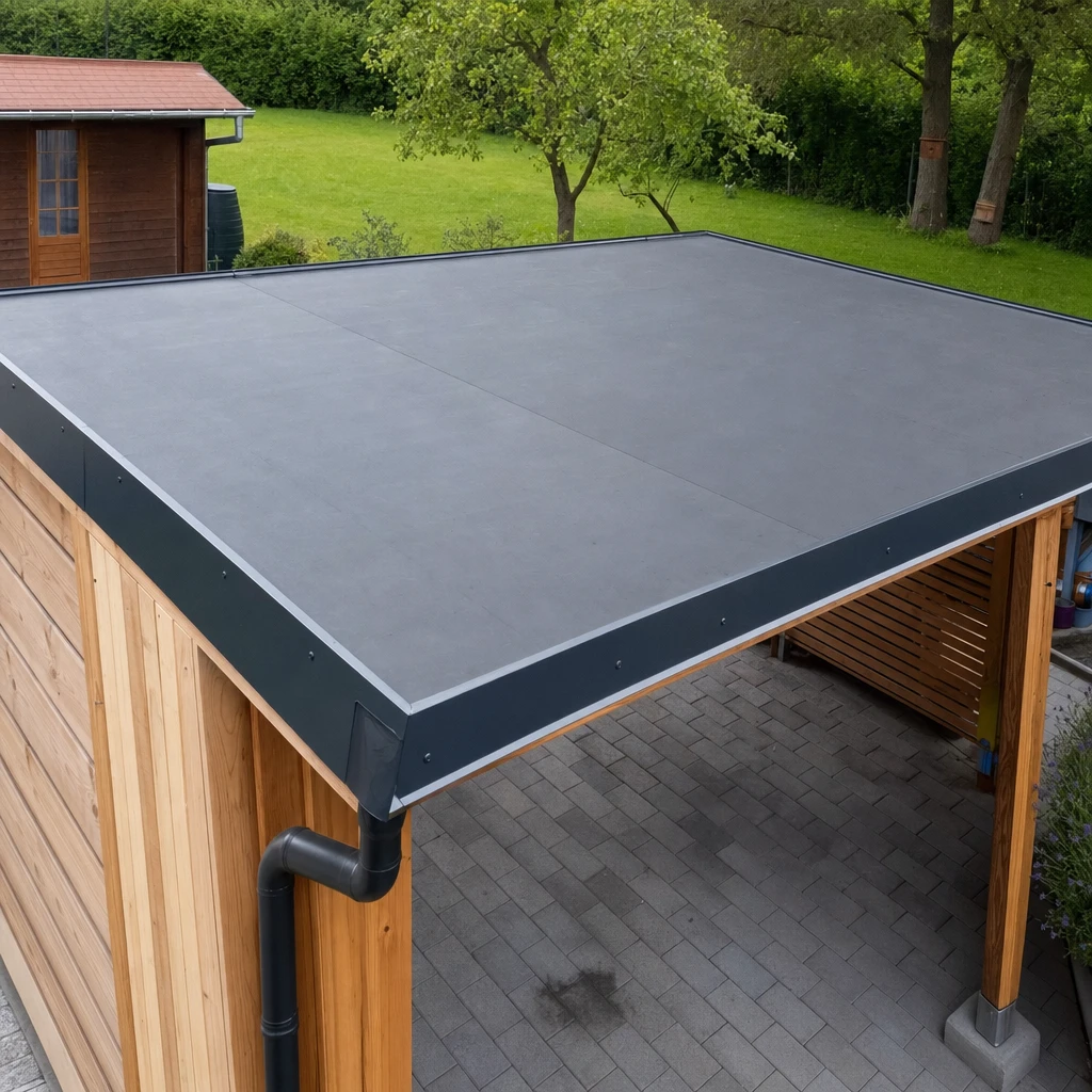 Carport-Flachdach mit EPDM-Dachfolie – Beispielanwendung für was ist EPDM Dachfolie