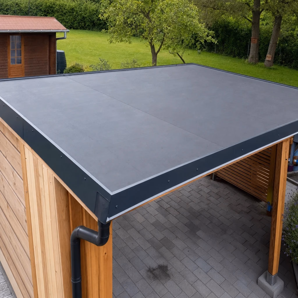 Carport-Flachdach mit EPDM-Dachfolie – Beispielanwendung für was ist EPDM Dachfolie