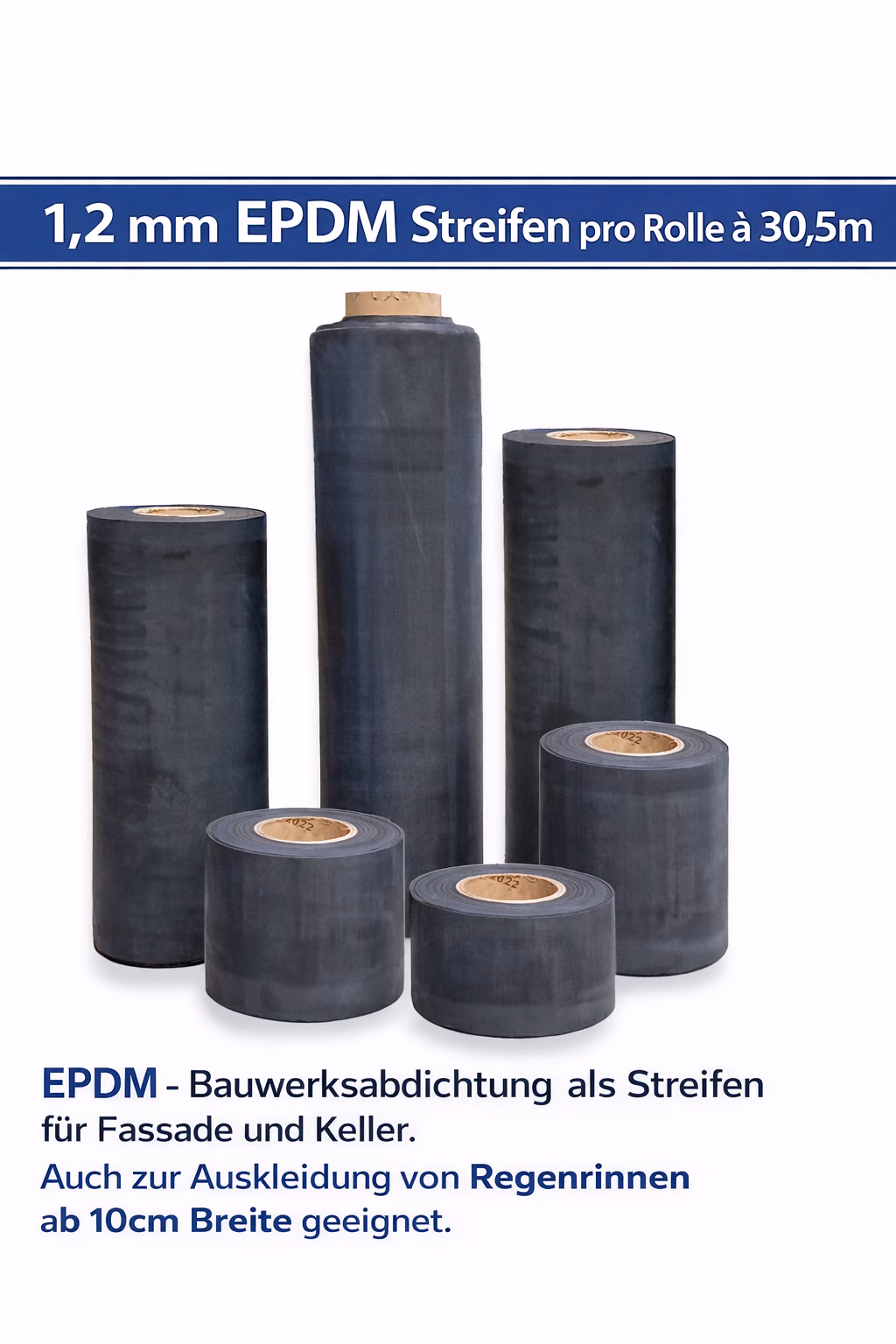 EPDM Folie als Streifen auf Rolle 1,2 mm