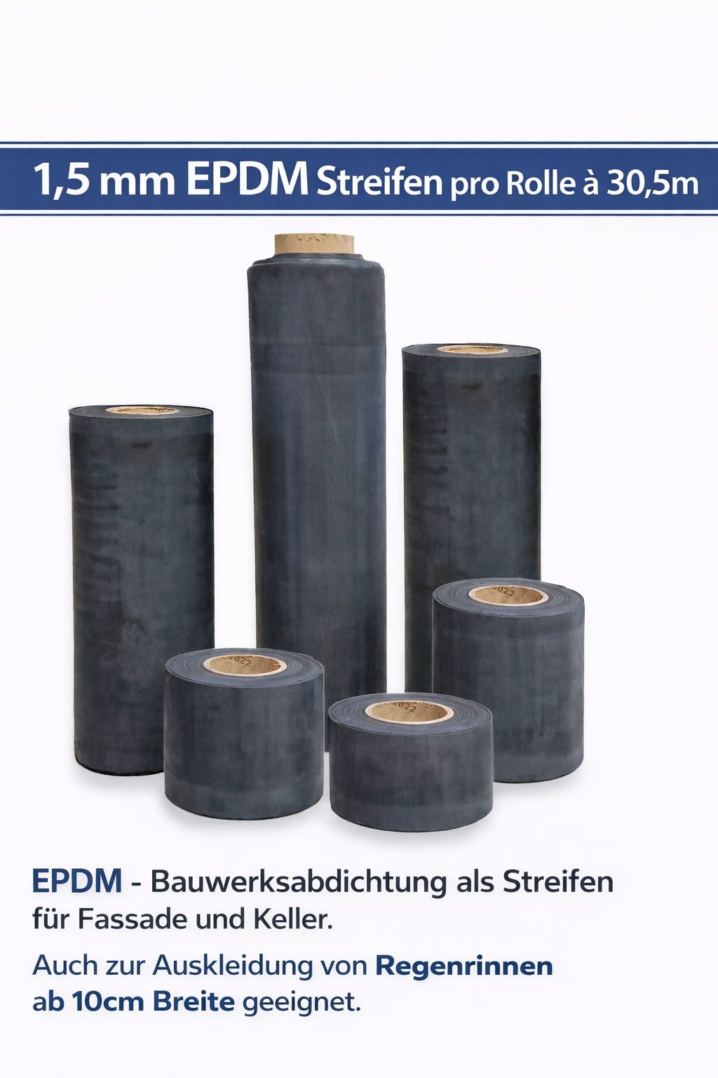 EPDM Folie als Streifen auf Rolle 1,5 mm