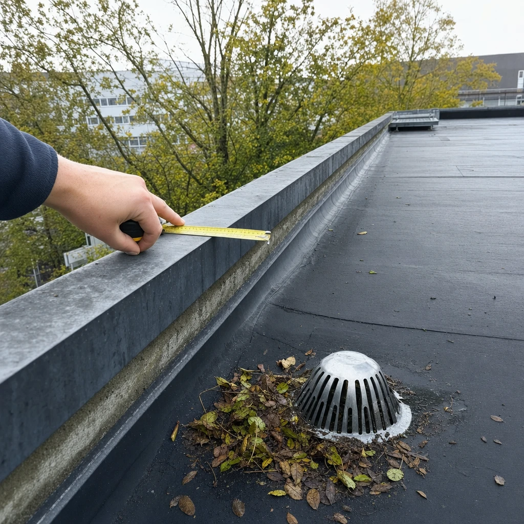Prüfung der EPDM Lebensdauer: Flachdachablauf und Dachkante mit EPDM