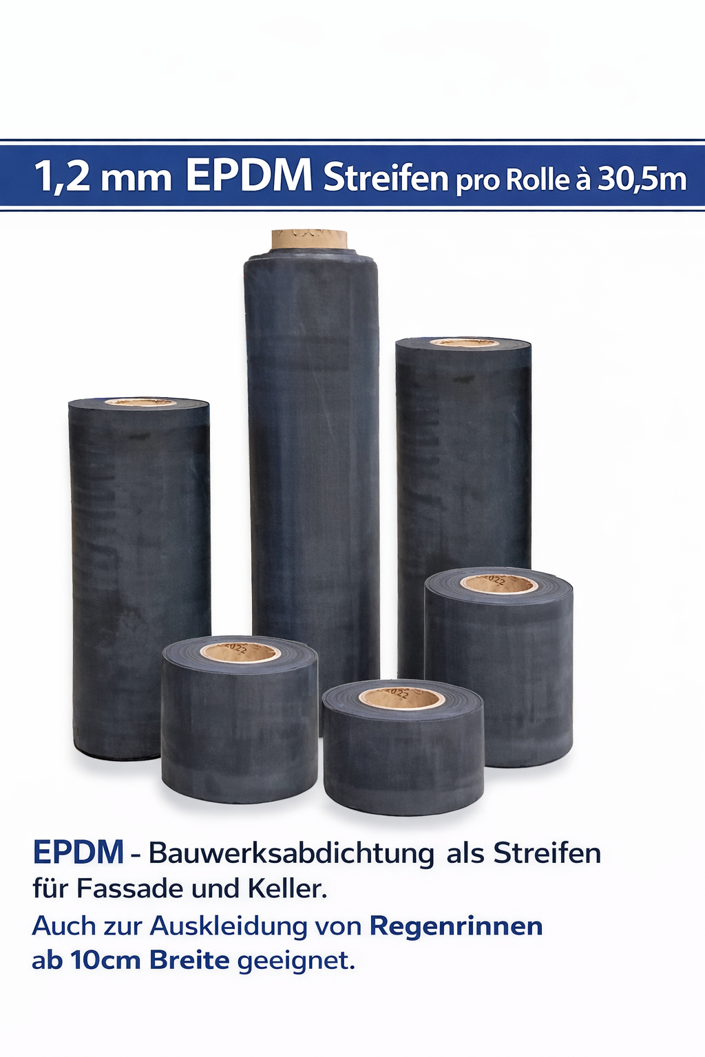 EPDM Folie als Streifen auf Rolle 1,2 mm