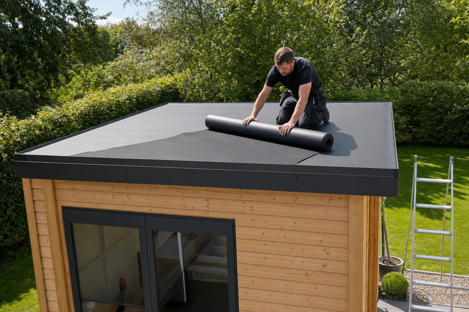 Gartenhaus-Dach neu eindecken mit EPDM