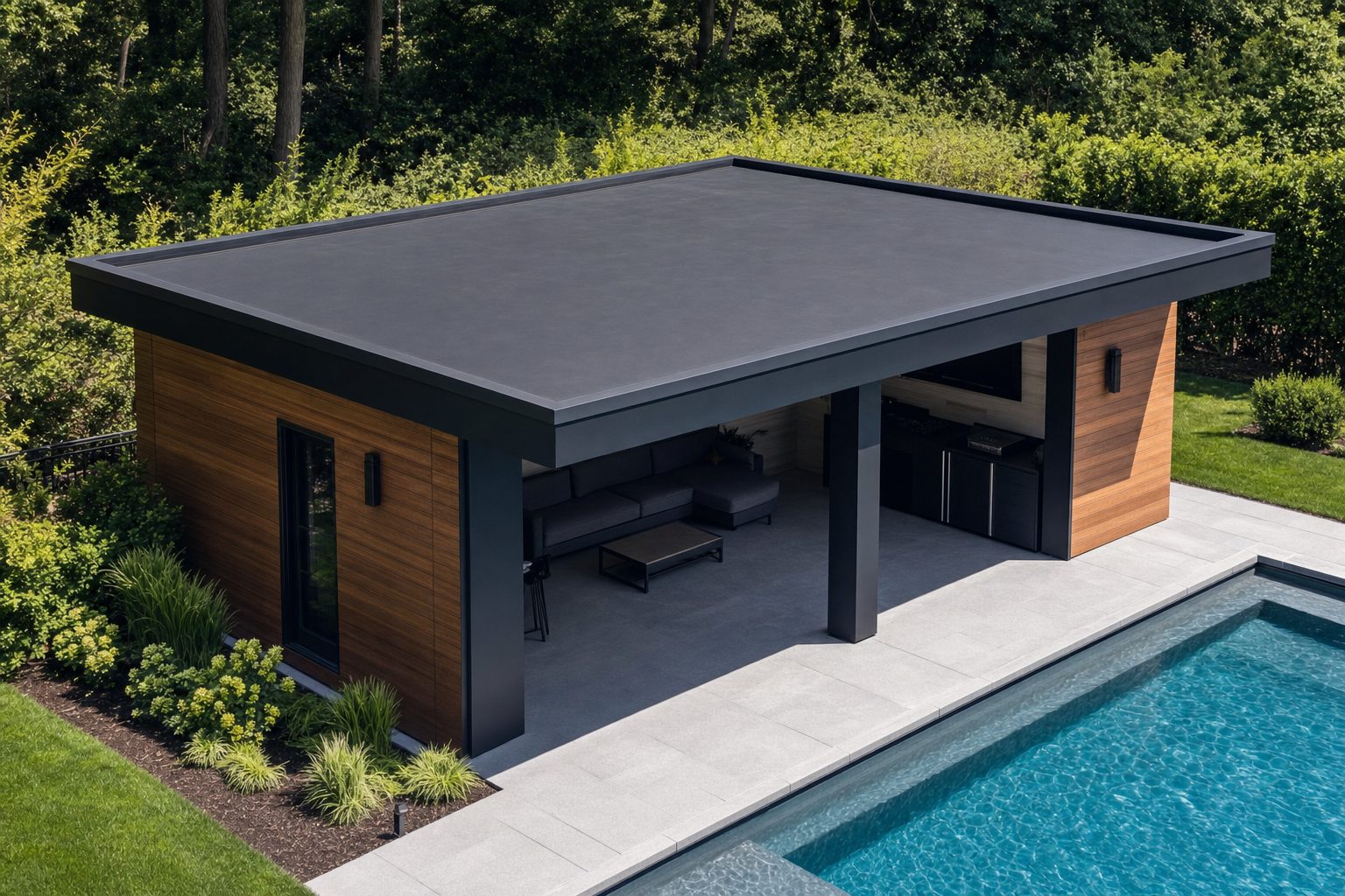 Poolhaus-Dach mit EPDM abdichten